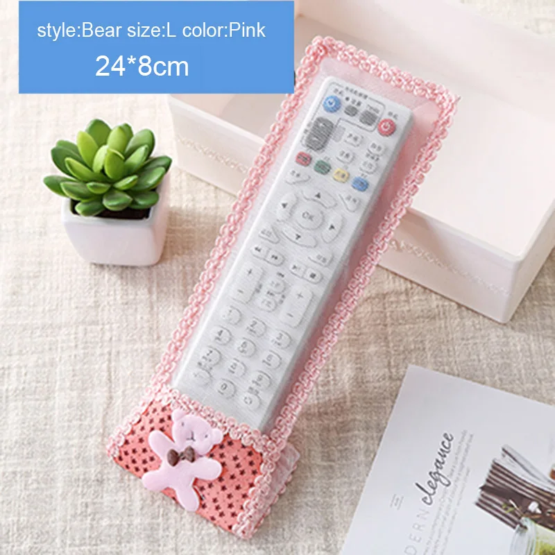 L Bear Pink Кружевной чехол-Пыльник с изображением медведя для телевизора, кондиционера, пульта дистанционного управления, чехол-пыльник, Прямая поставка - Цвет: L Bear Pink