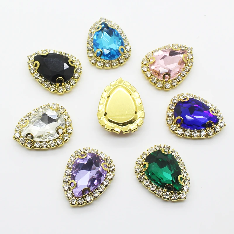 Металлическая кнопка 10 шт./компл. украшенная пуговица из стекла 24*18 мм для