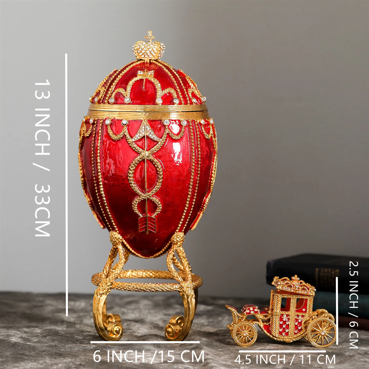 Qifu 1895 Rosebud Faberge яйцо с кареточкой Реплика для домашнего декора | Дом и сад