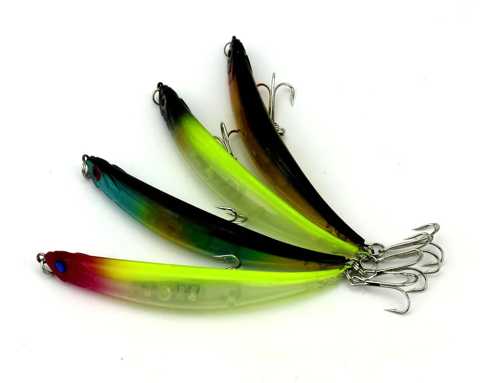 4pcs 11.5cm 11.8g 4# hooks bent minnow bass hard fishing lures minow bait plastic tackle | Спорт и развлечения