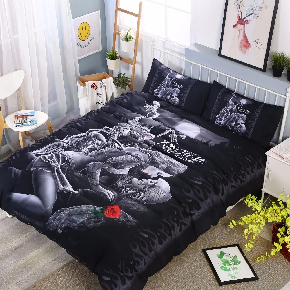 Набор постельного белья 3D Ride & Die набор с красными губами и розой пододеяльников