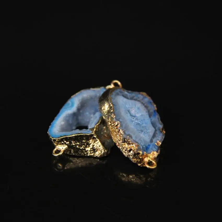 5 шт. Натуральный Druzy Geode плиты в произвольной форме коннектор с золотыми краями