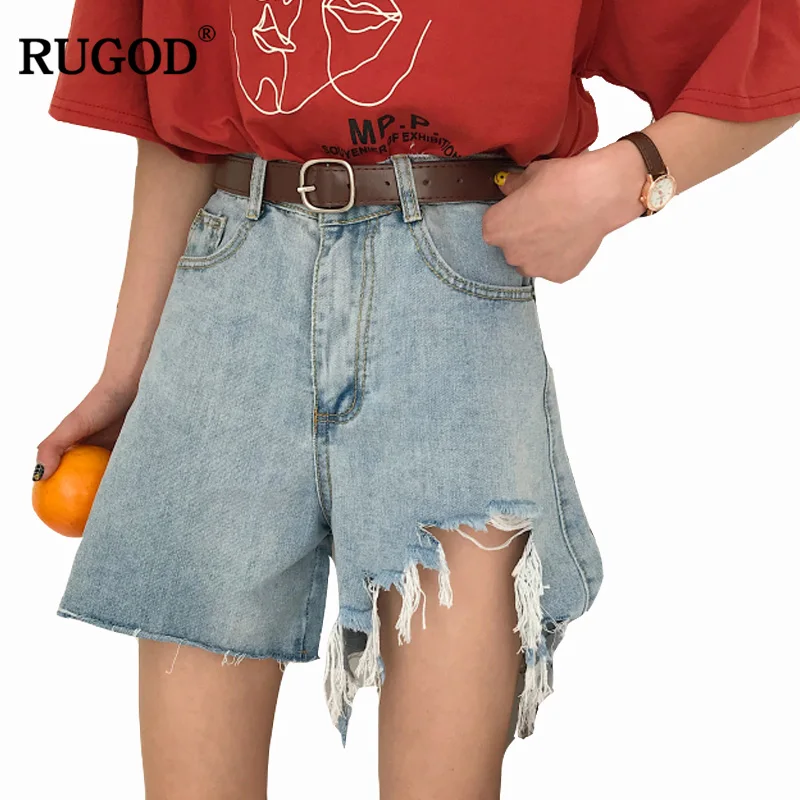 Новинка 2018 года джинсовые шорты в Корейском стиле женские повседневные рваные с