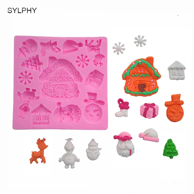 

SYLPHY Fondant Mold for Christmas Decoration Cake Molds Silicone Cake Decorating Tool Sugarcraft Bakeware CH-178