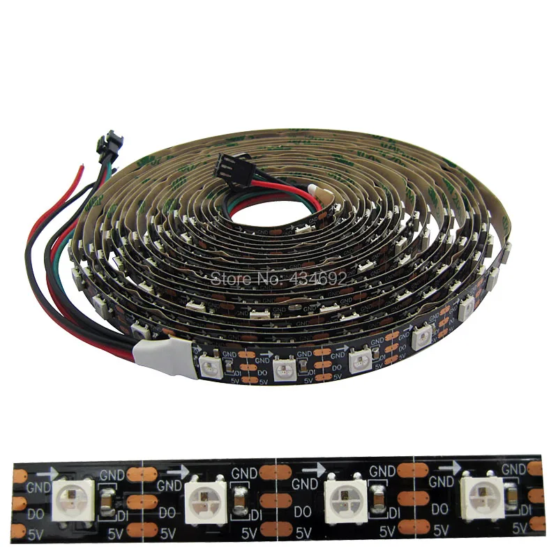 Бесплатная доставка 5 м 90 Вт 300 светодиодов 5050SMD W/WS2812B IC встроенные 60 RGB светодиоды