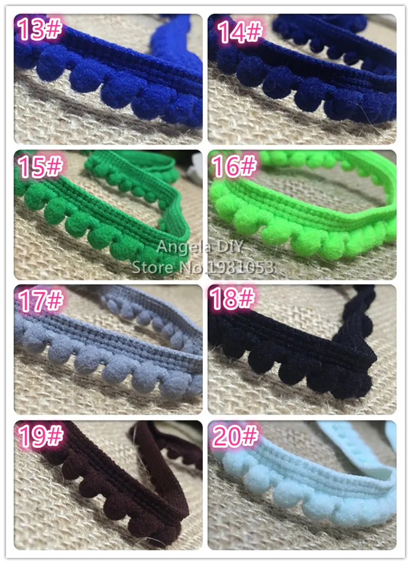 60Y/Лот 20 цветов Отделка Помпона 10 мм (размер 5 мм) шариковая Лента отделка Bobble Braid