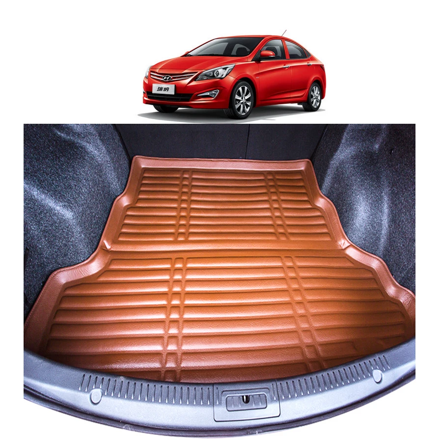Lsrtw2017 волокна кожи багажник автомобиля коврик для hyundai solaris 2010 2011 2012 2013 verna