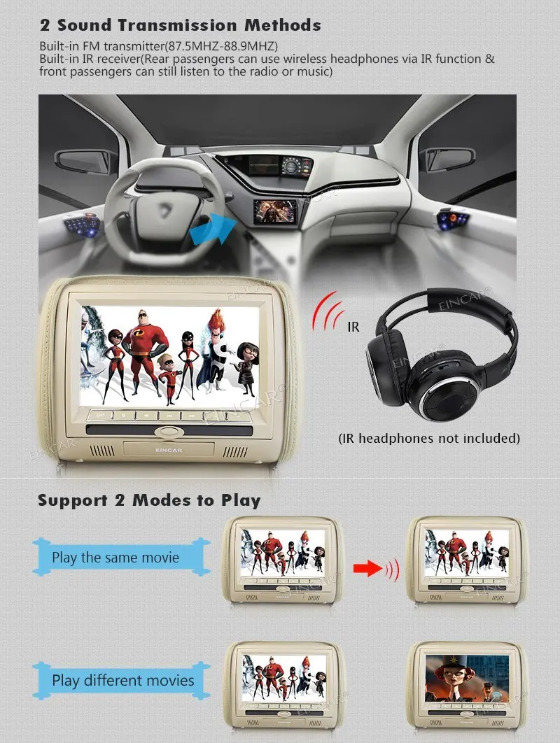 Пара наушников в комплекте! 9 дюймов Широкоформатный Автомобильный подголовник