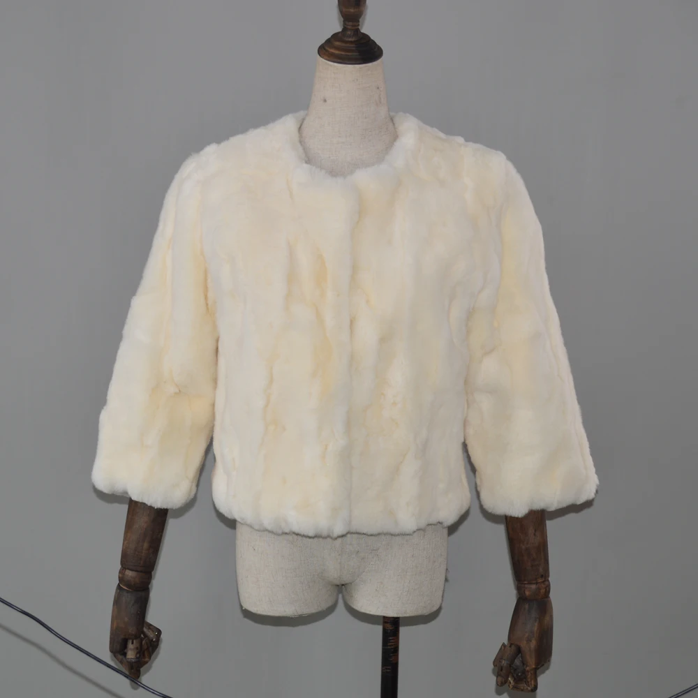 2020 популярная женская натуральная Шуба из кролика Рекс с короткими Стиль теплая