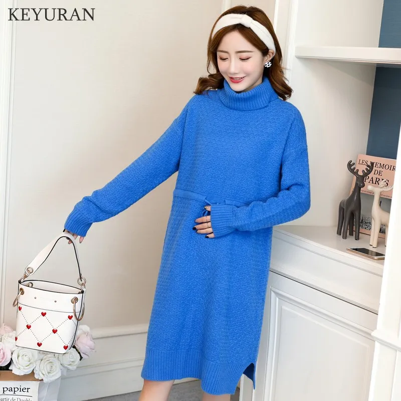 Pregnant Women Sweaters Dress Fashion 2018 Autumn Winter Turtleneck Knitted Soft Warm Loose Pregnancy Pullover Maternity Clothes | Мать и