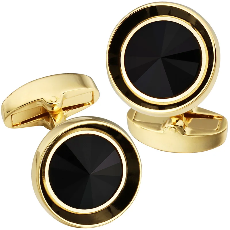 Gold and black HAWSON запонки для мужчин-модные многоцветные мужские запонки с кристаллами Swarovski, французские запонки для рубашек, для повседневного прополка, бизнес с логотипом - Окраска металла: Gold and black