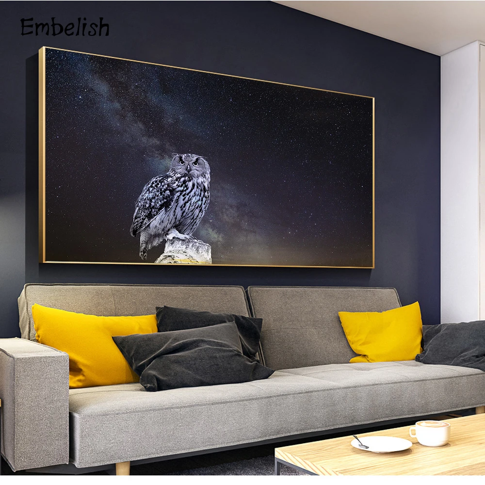 

Embelish 1 Pieces The Owl In The Tree Landscape Wall Art Pictures For Living Room Modern Home Decor Framed HD Canvas Paintings