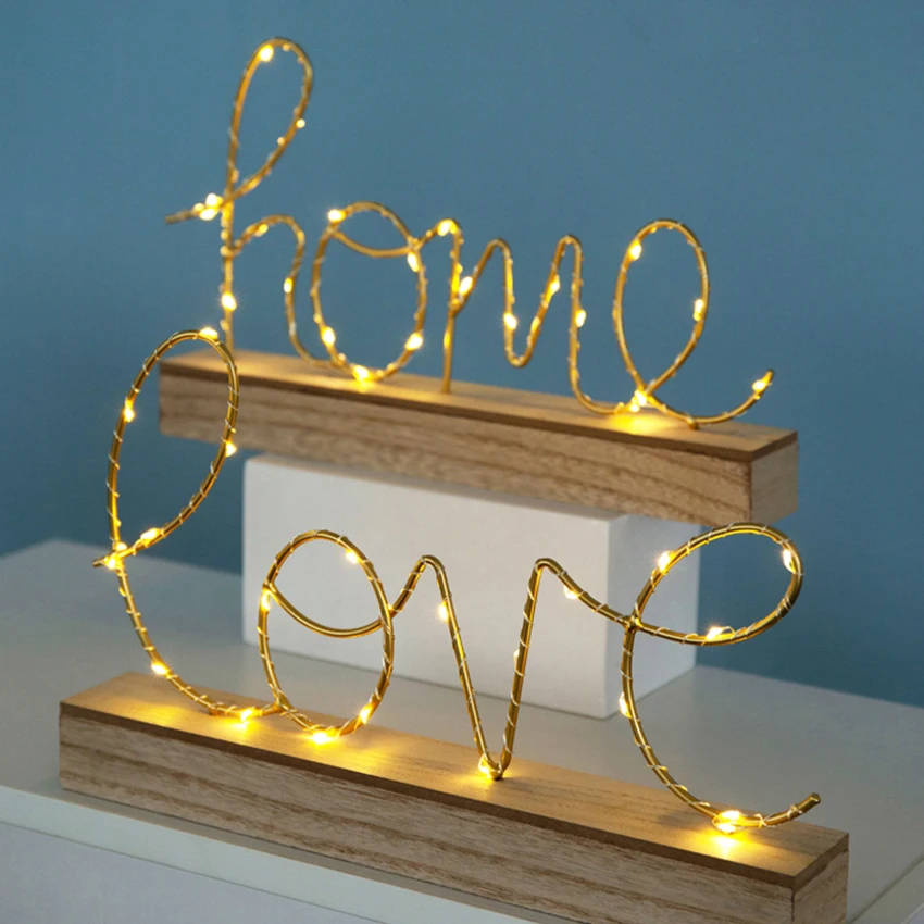 Love/Home Форма письмо декоративные настольные лампы ночной Светильник Спальня