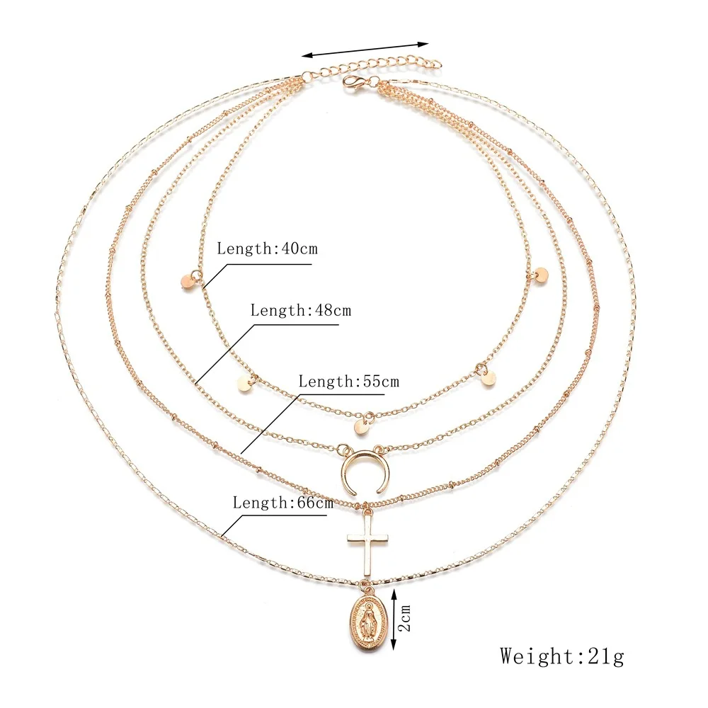 Женское колье чокер с подвеской в этническом стиле 4 слоя цепочки кисточками и