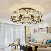 modern simple plated crystal lustre ceiling lights e27 220v led plafonnier ceiling lamp for living room bedroom restaurant hotel