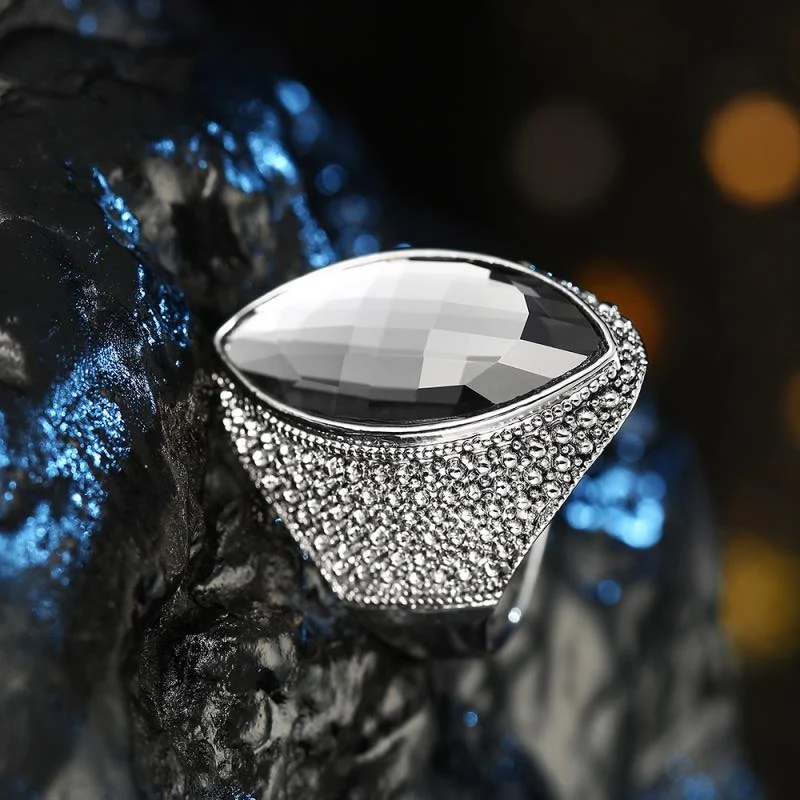 Большой размер новый узор модное свадебное винтажное серое Кристальное кольцо