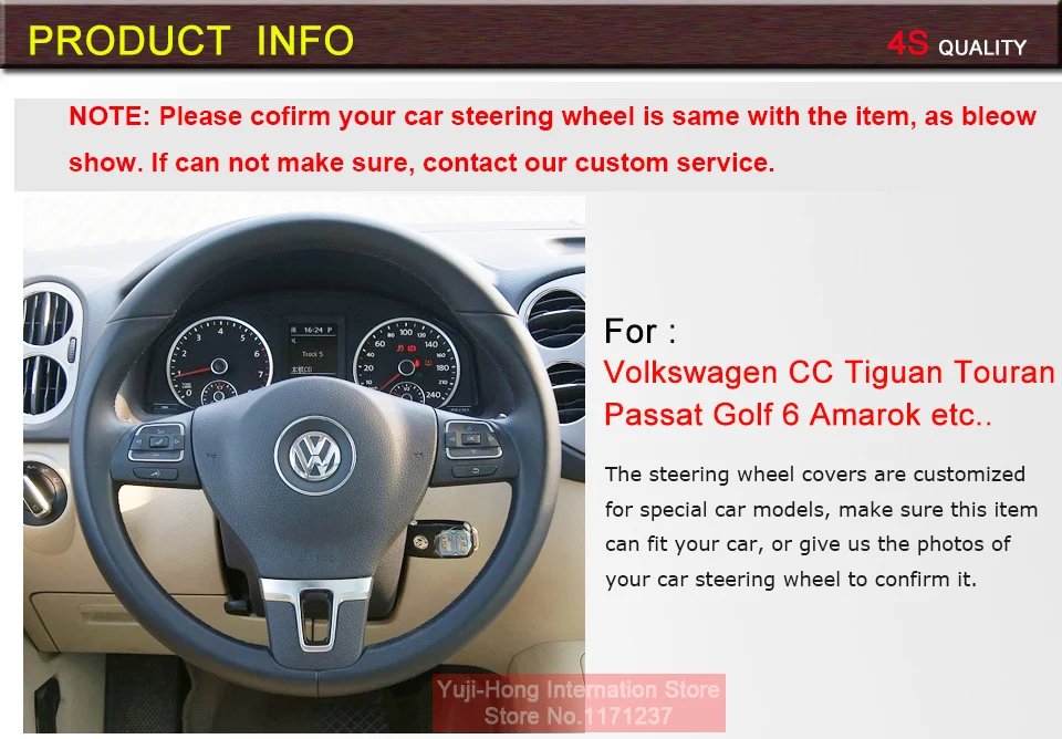 Yuji-Hong, искусственная кожа, чехлы на руль, чехол для Volkswagen VW CC Tiguan Passat Touran Golf 6, сшитый вручную чехол