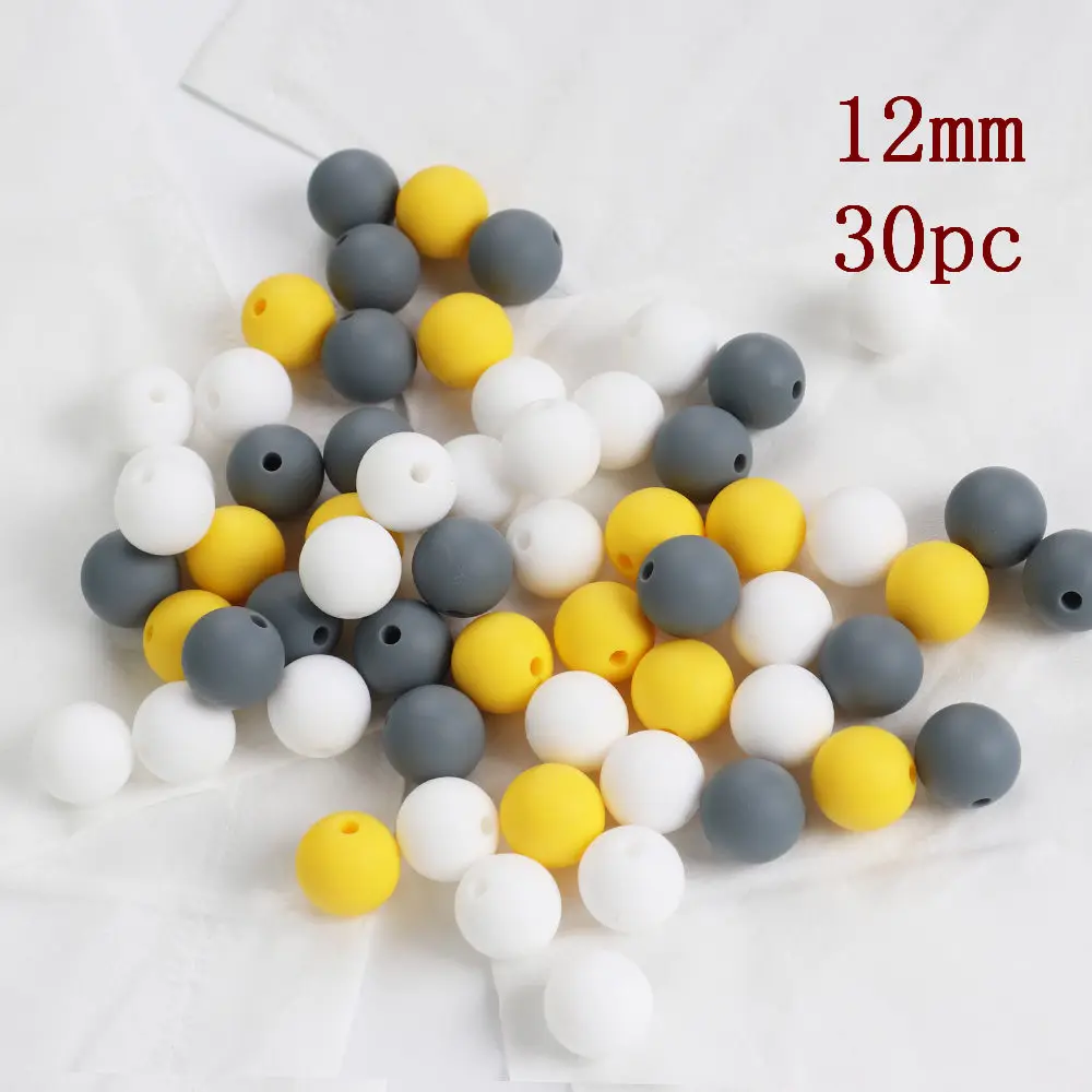 12mm 30pc TYRY. HU 30 шт., цепочка для соски, силиконовые бусины, прорезыватели зубов, аксессуары-погремушки для самостоятельного изготовления детских жевательных прорезывателей, жемчужные силиконовые 15/12 мм - Цвет: 12mm 30pc