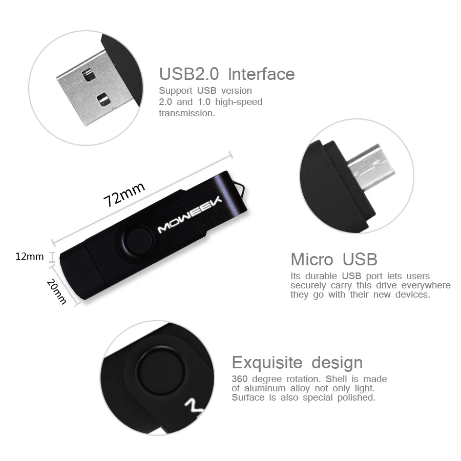 Moweek 2016 модный OTG usb флеш накопитель вращающийся u диск 2 0 флешка 4 ГБ 8 16 32 64 карта