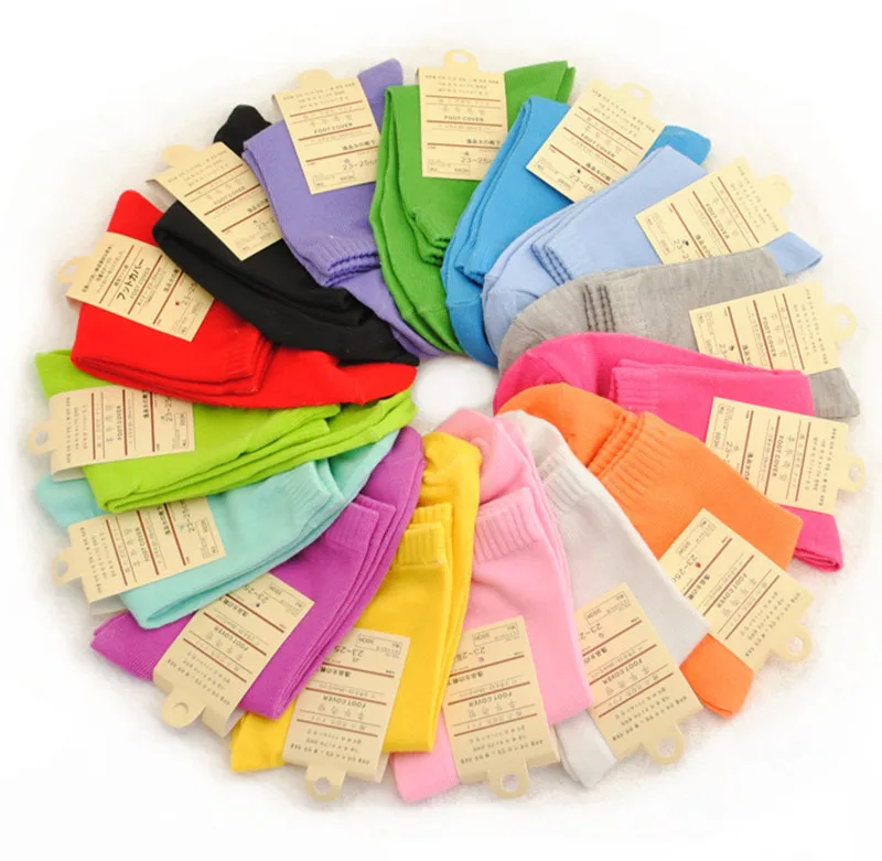 Лидер продаж модные однотонные Короткие Носки ярких цветов для весны осени и