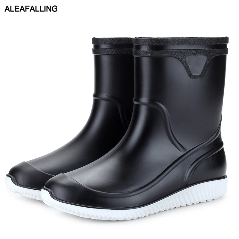 

Aleafalling Mid Calf Labor Force Rain Boots Waterproof Work Shoes Woman Rainboots Rubber Mid-calf Boots Good Quality Botas 1988