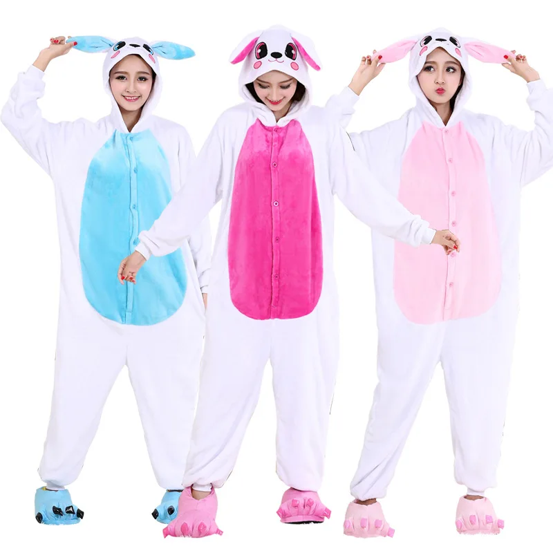 

Bunny Kigurumi Pajamas Animal Onesie Women Adult Winter Pyjamas Soft Rabbit Onesies For Mens Cosplay Sleepwear Halloween Costume
