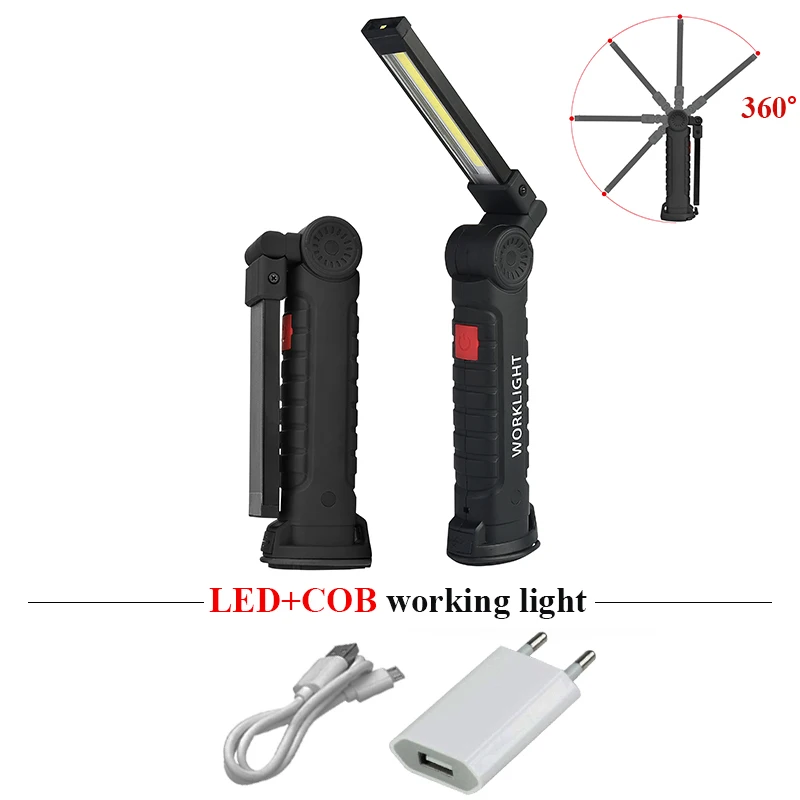 Мощный светодиодный фонарик usb COB фонарь lanterna Магнитный built in18650 аккумулятор