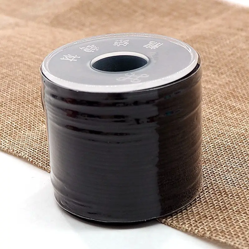Black Chenkai 1,5 мм 50 м/рулон 16 цветов нейлон мягкий макраме Шелковый Атласный нейлоновый шнур веревка для ребенка силиконовый Прорезыватель Браслет из ожерелья и бисера - Цвет: Black
