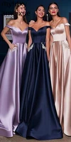 2021 sexy cheap evening dress simple satin a line elegant prom sweetheart off the shoulder appliques floor length custom made