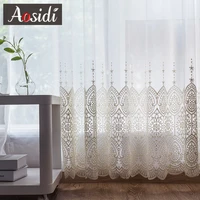delicate embroidered tulle curtains for living room luxury white sheer volie window curtain for bedroom lace cortina para sala