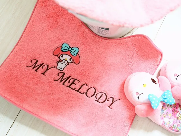 Kawaii Лук Мелодия мягкий теплый мех Набор ковриков для ванной комнаты унитаз сиденья набор
