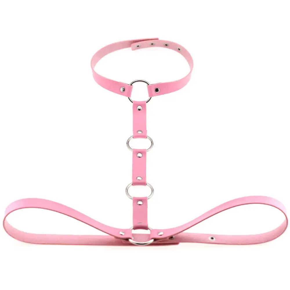 pink Веганский кожаный ремень для тела, клетка для связывания, Готическая цепочка для тела, женские панк готические модные украшения, карнавальный праздничный наряд - Окраска металла: pink