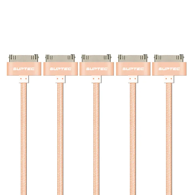 SUPTEC для iphone 4 USB Зарядное устройство кабель 30 pin USB кабель с нейлоновой оплеткой Премиум USB кабель синхронизации данных и зарядки для iphone 4s iPad 2/3/4 iPod - Цвет: Gold