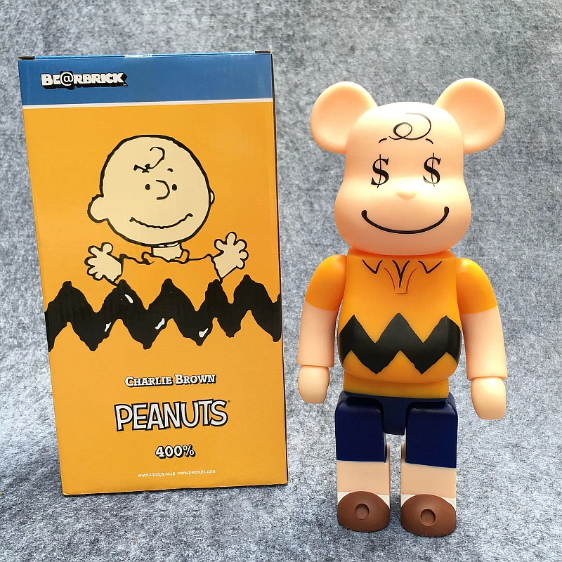 Новое поступление 400% Bearbrick арахис чарли браун быть @ RBRICK ПВХ фигурку в коробке|action
