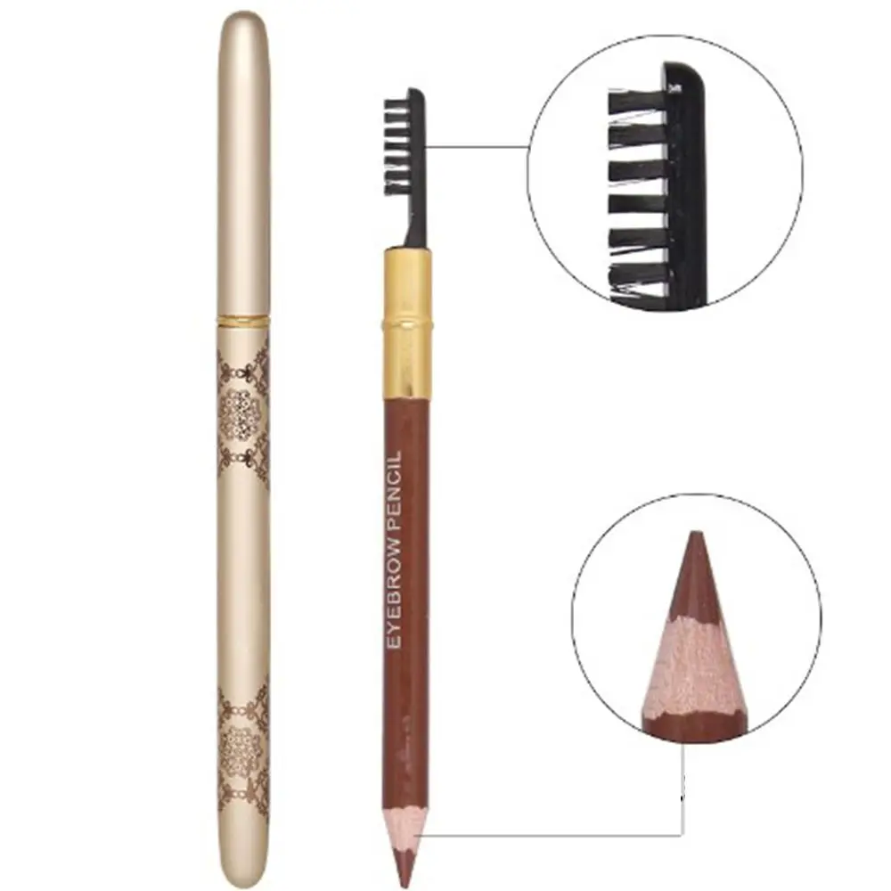 Двухсторонний карандаш для бровей 5 цветов с кисточкой стойкий не выцветает ТИНТ
