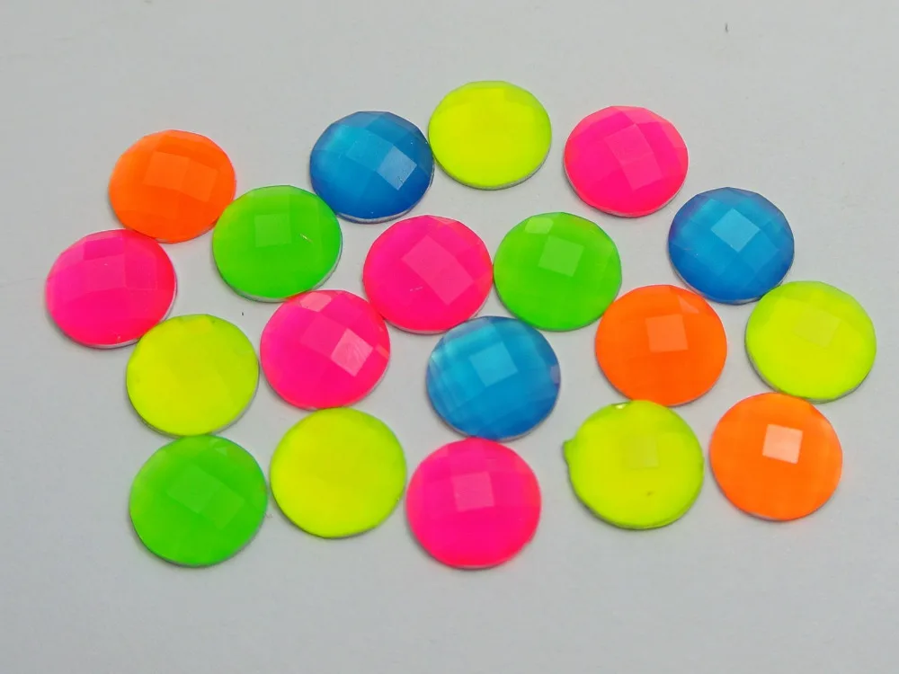 100 смешанных неоновых цветов с плоской задней стороной акриловые круглые стразы