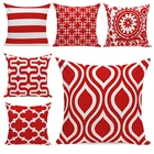 Подушка в скандинавском стиле, красно-белая декоративная льняная хлопковая Подушка с геометрическим рисунком, обнимающая наволочка для дивана