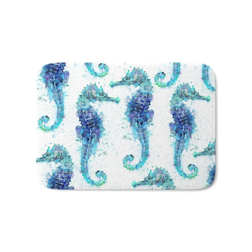 Синий Бирюзовый акварельный морской конь коврик для ванной 21 &quotx 34&quot|mat mat|mat bathhorse