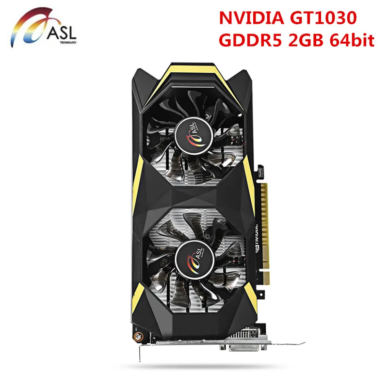 2018 Новый ASL Geforce GT1030 D5 Графика карты GDDR5 2 ГБ 64bit DVI/HDMI 384 cudr Core Поддержка 7680x4320/60 Гц с