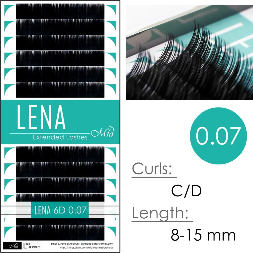 

[6D 0.07 C/D] LENA 6D Volume Super Black Noir Lashes 0.07 Individual Eyelash Extensions
