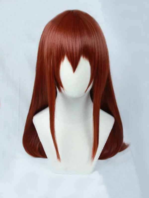 Парик Steins Gate Makise Kurisu Christina 100 см длинные прямые каштановые термостойкие