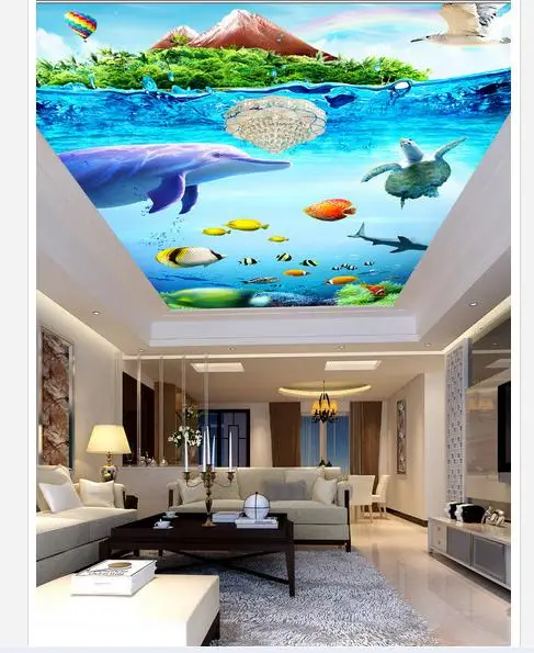 

Индивидуальные 3d фото обои, 3d потолочные обои, фрески, красивый морской мир, hd потолочные Френки, настенные бумажные украшения для комнаты