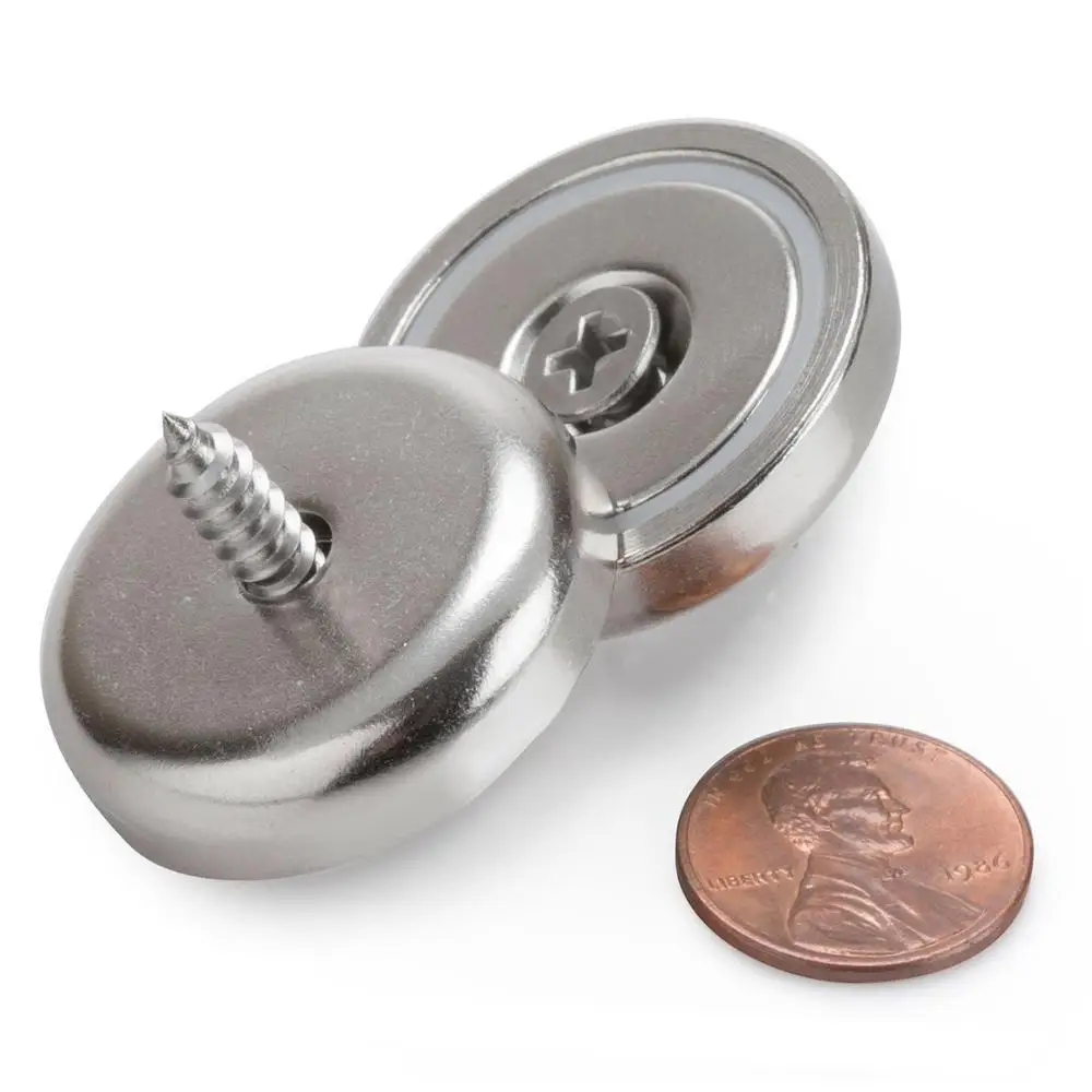 Super Power Rare Earth Cup Magnets, 95 LBS Holding Force, 1.26"D x 0.3"H Diameter,Countersunk Hole for#10 Bolt, Pack of 8