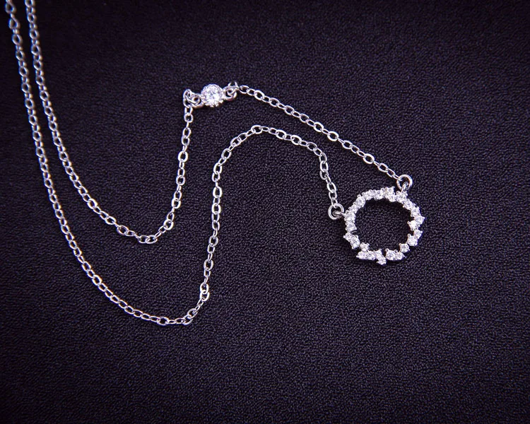 Ожерелье из серебра 925 пробы с круглыми фианитами и подвесками ожерелье чистого