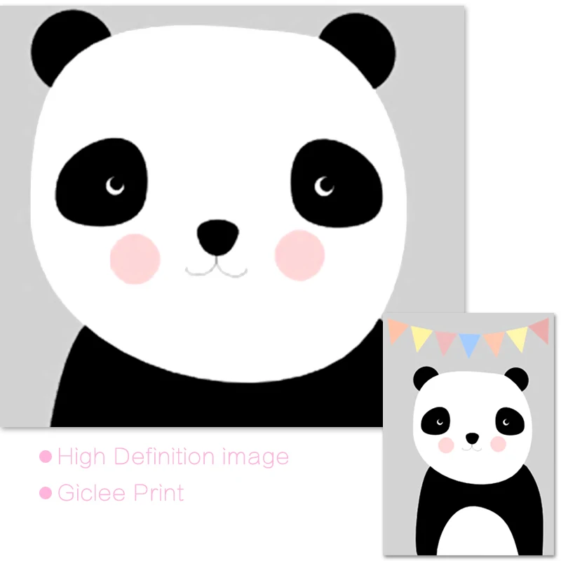 Nursery Wall Art Prints Panda Rabbit Animals Posters and Print Kids Room Canvas Painting Gift for Baby Girl Bedroom Decor | Дом и сад