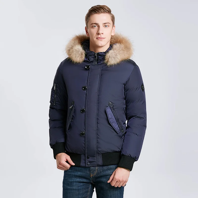 Snowclassic зимние мужские куртки для волос сгущающие теплые модные деловые случайные портье секция больших ярдов ветра 17533 - Цвет: blue
