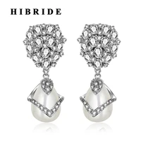 hibride factory direct wholesale price women simulated pearl earrings fashion jewelry with white gold color e 355