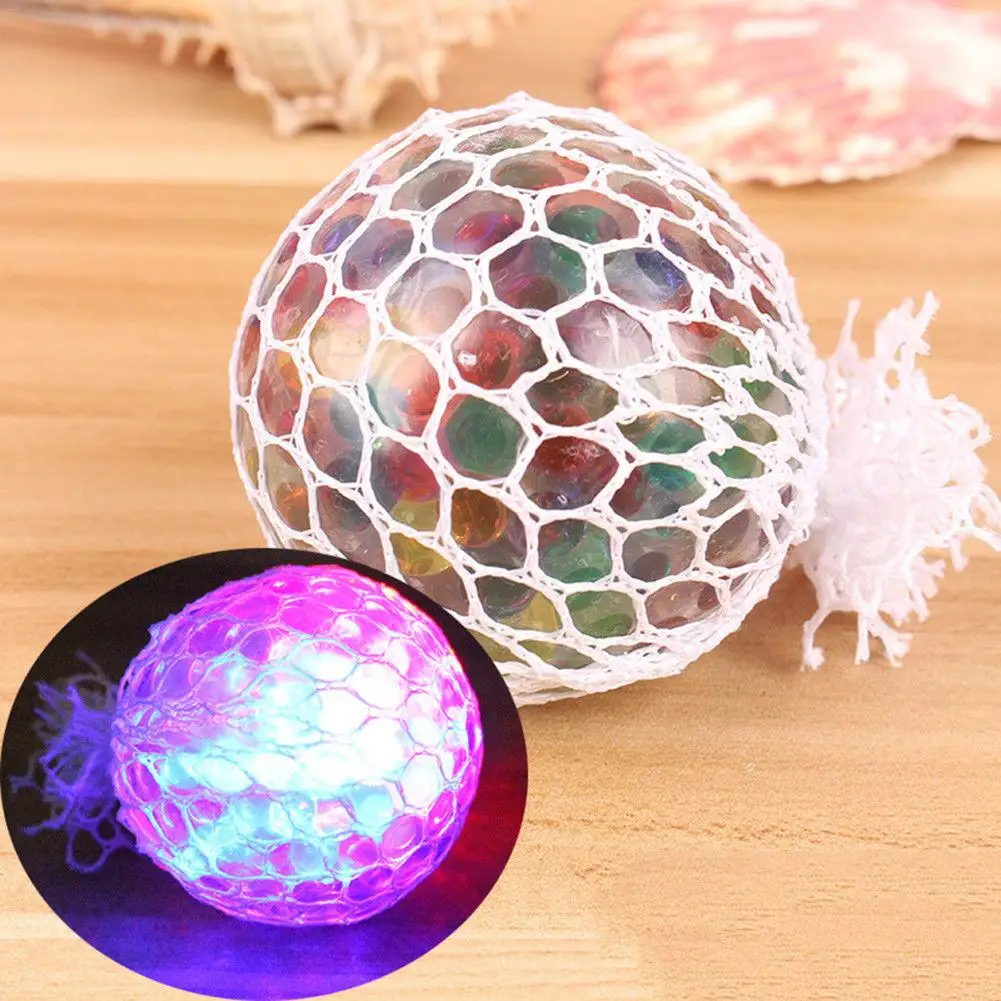 

Flash Glowing Mesh Grape Squeeze Ball Release Pressure Stress Ball Autism Squeeze Anti Stress Reliever Toys