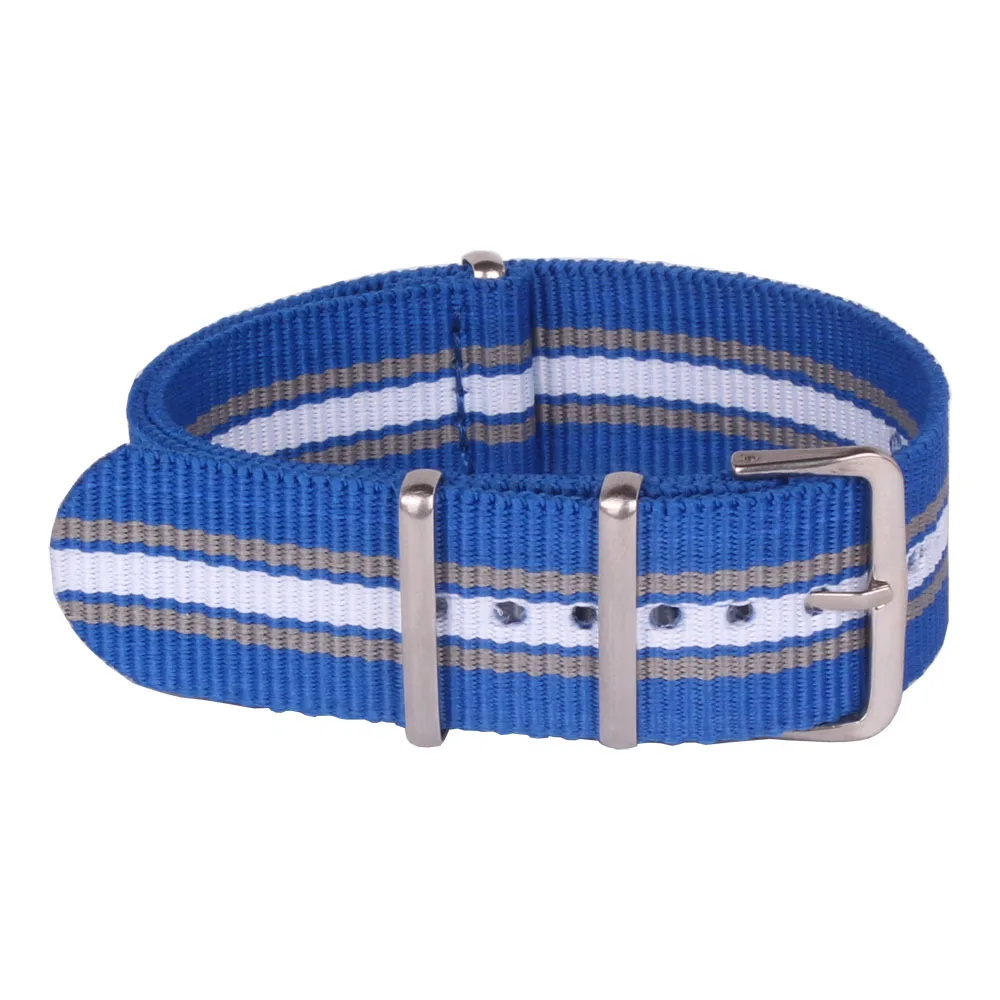 Brand New 22 mm Watchbands Multi Color Blue Nato Fiber Woven Nylon Watch Straps Wristwatch Bands Buckle 22mm to the watches