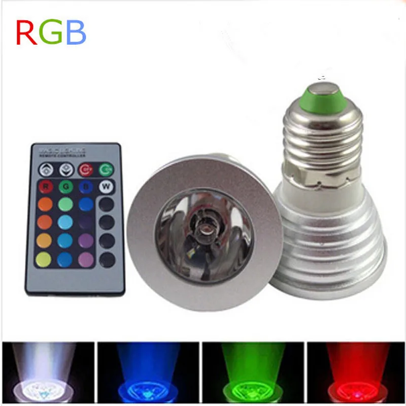 Светодиодная RGB лампа 3 Вт E27 gu10 16 цветов меняющая цвет точесветильник светильник